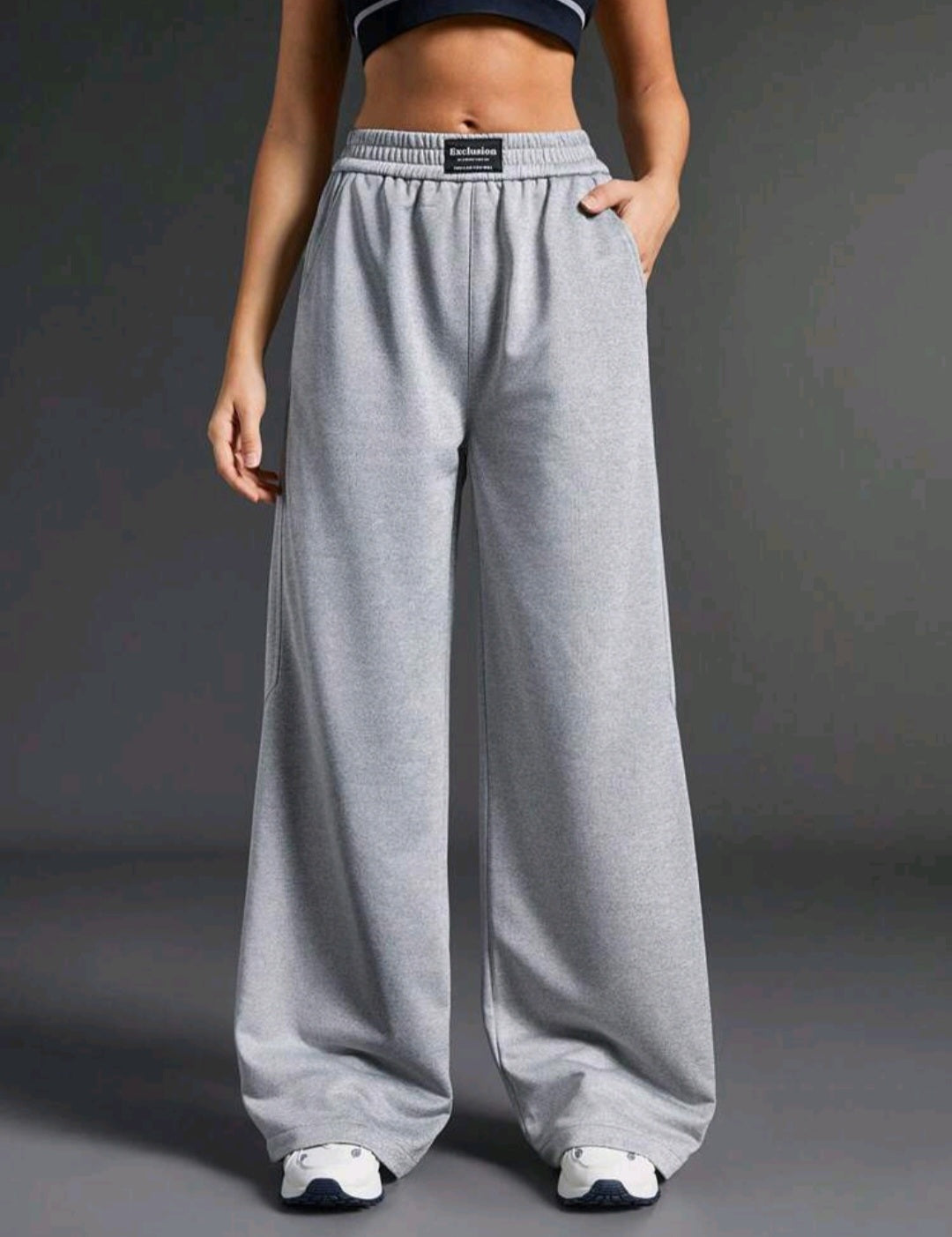 Sport Women's Casual Loose Letter Patch Pocket Wide Leg Sports Pants